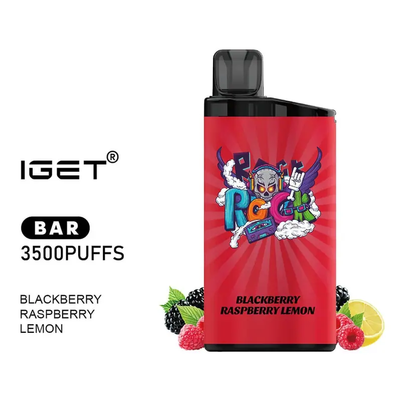 IGET Bar 3500 Blackberry Raspberry Lemon disposable vape in Blackberry Raspberry Lemon, product photo on white