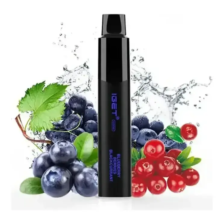 Front view of the IGET Legend 4000 Blueberry Berries Blackcurrant disposable vape in Blueberry Berries Blackcurrant