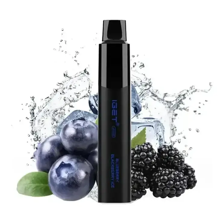 Front view of the IGET Legend 4000 Blueberry Blackberry Ice disposable vape in Blueberry Blackberry Ice