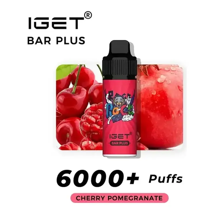 IGET Bar Plus S3 6000 Kit Cherry Pomegranate disposable vape in Cherry Pomegranate, product photo on white