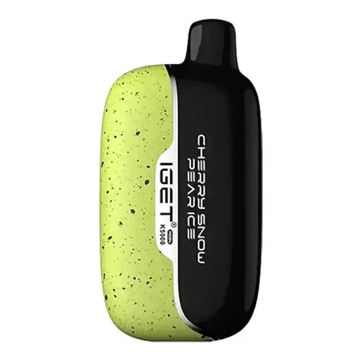 Front view of the IGET Moon 5000 Cherry Snow Pear Ice disposable vape in Cherry Snow Pear Ice