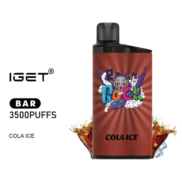 Front view of the IGET Bar 3500 Cola Ice disposable vape in Cola Ice