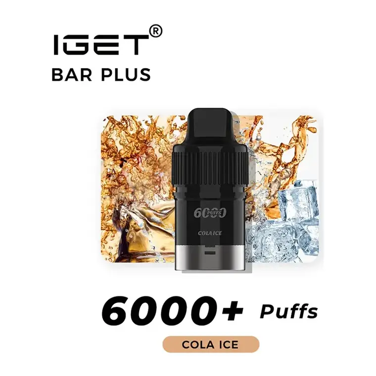 IGET Bar Plus S3 Pods 6000 Cola Ice disposable vape in Cola Ice, product photo on white