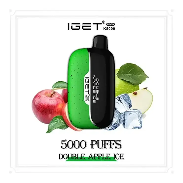 IGET Moon 5000 Double Apple Ice disposable vape shown upright on a plain white background