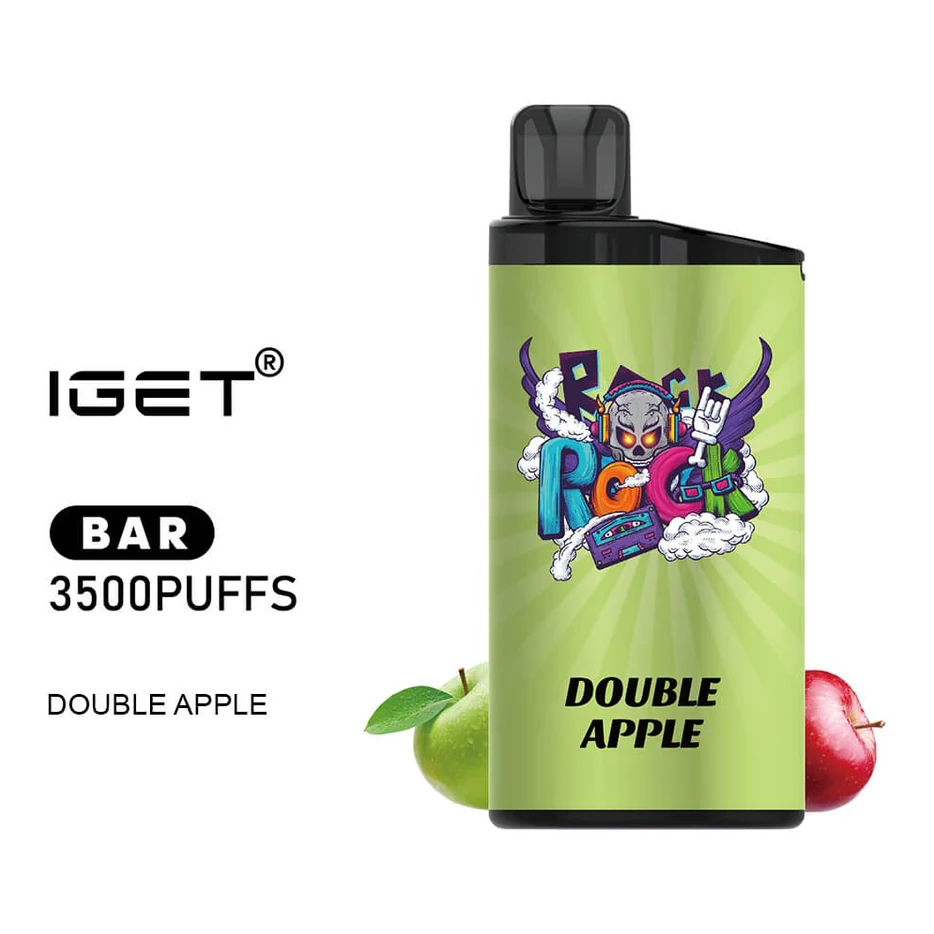 IGET Bar 3500 Double Apple disposable vape in Double Apple, product photo on white
