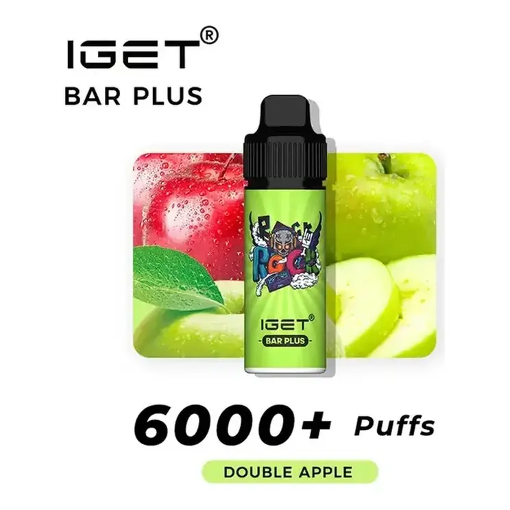IGET Bar Plus S3 6000 Kit Double Apple disposable vape in Double Apple, product photo on white