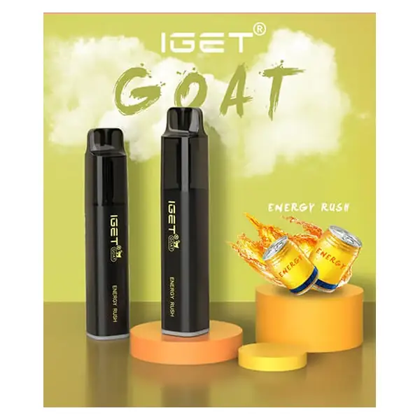 IGET Goat 5000 Energy Rush disposable vape shown front on against a plain white background, Energy Rush flavour