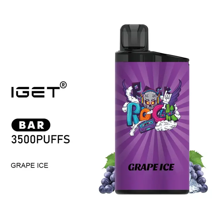 Front view of the IGET Bar 3500 Grape Ice disposable vape in Grape Ice