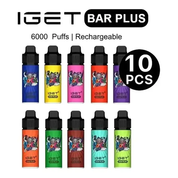 IGET Bar Plus S3 Box Mixed Flavours 10 Pack bulk carton shown upright on a plain white background