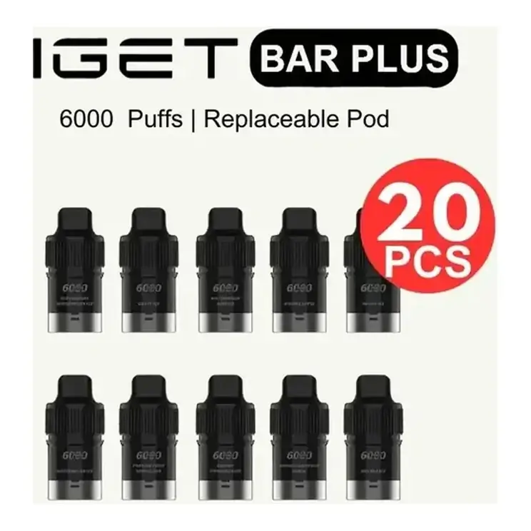 IGET Bar Plus S3 Pod Box Mixed Flavours 20 Pack bulk carton shown upright on a plain white background