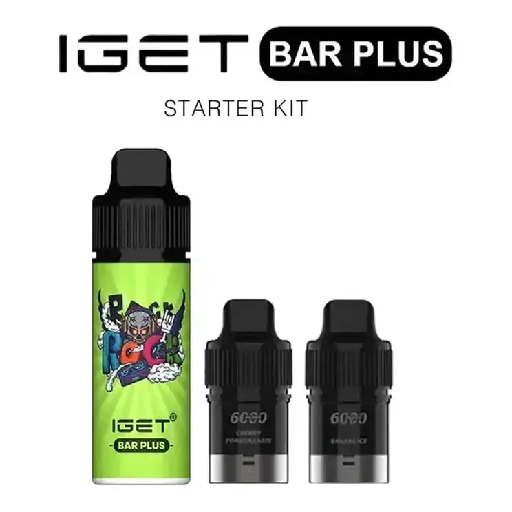 Front view of the IGET Bar Plus S3 Starter Kit 3 Pack disposable vape in Iget Bar Plus Starter Kit (3pcs)