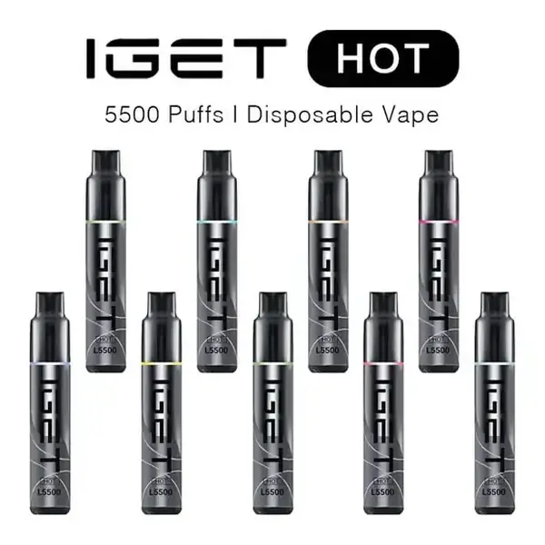 Front view of the IGET Hot 5500 Puffs - Mystery Flavours Bulk Pack disposable vape in Iget Hot 5500 Puffs