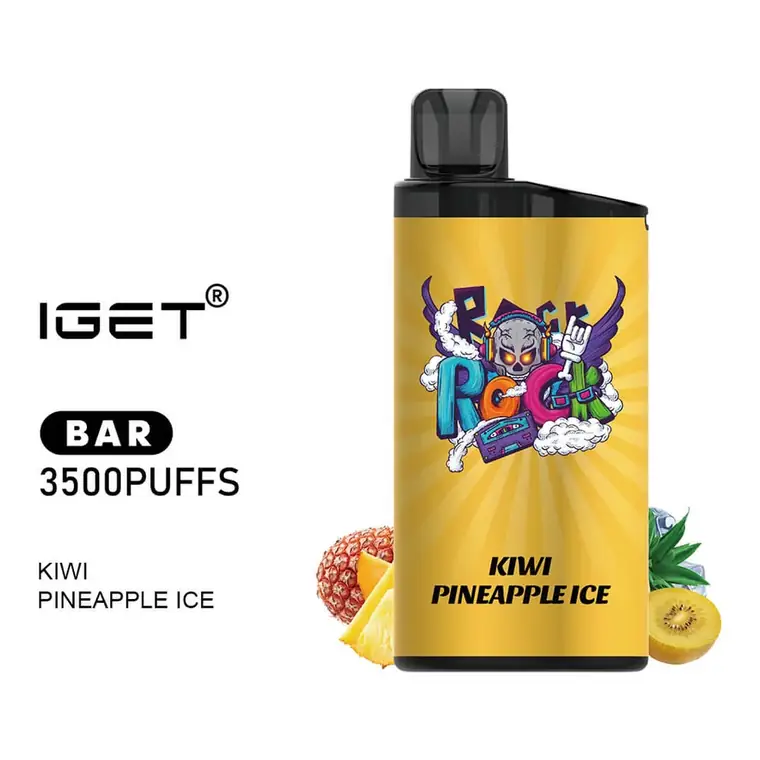 Front view of the IGET Bar 3500 Kiwi Pineapple Ice disposable vape in Kiwi Pineapple Ice