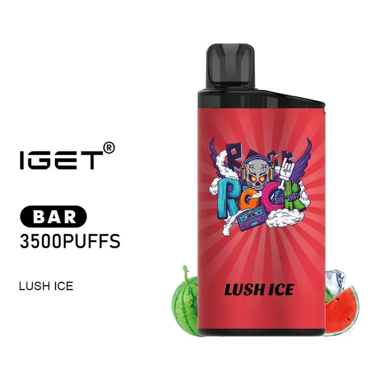IGET Bar 3500 Lush Ice disposable vape shown upright on a plain white background