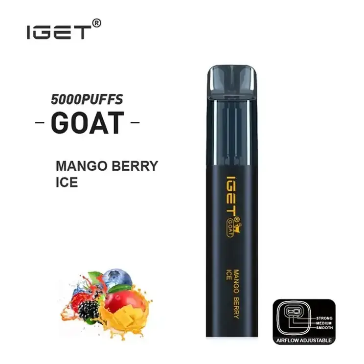 IGET Goat 5000 Mango Berry Ice disposable vape in Mango Berry Ice, product photo on white