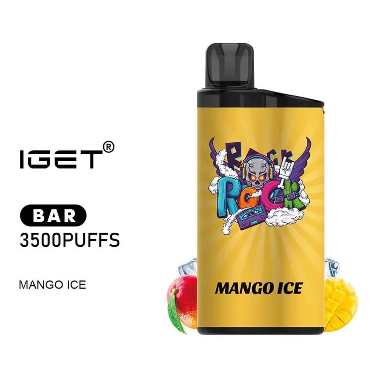 IGET Bar 3500 Mango Ice disposable vape in Mango Ice, product photo on white