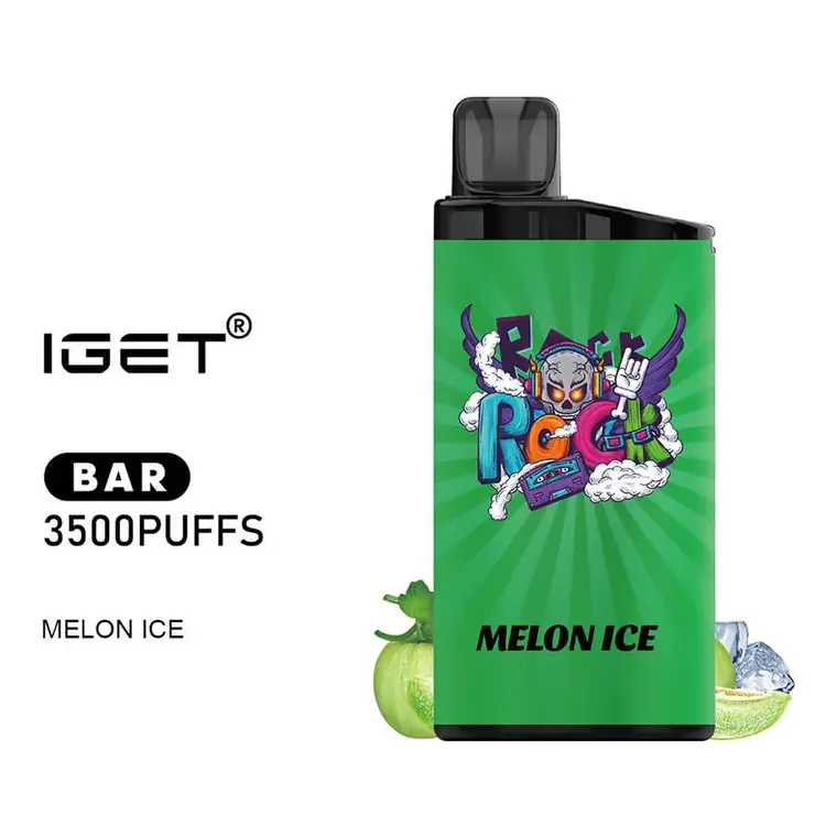 IGET Bar 3500 Melon Ice disposable vape photographed front on against a white background