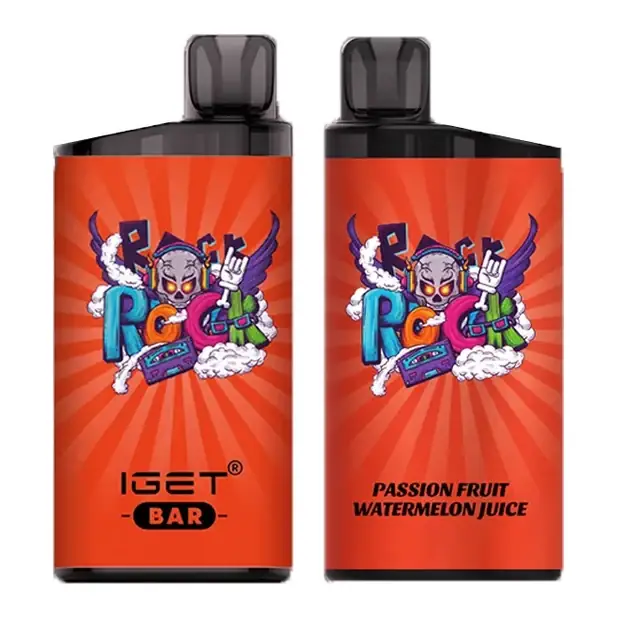 IGET Bar 3500 Passion Fruit Watermelon disposable vape shown front on against a plain white background, Passion Fruit Watermelon flavour
