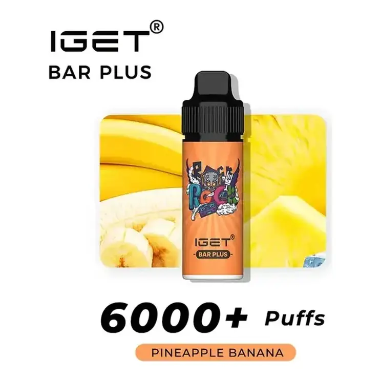 IGET Bar Plus S3 6000 Kit Pineapple Banana disposable vape in Pineapple Banana, product photo on white