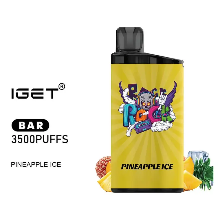 IGET Bar 3500 Pineapple Ice disposable vape shown upright on a plain white background