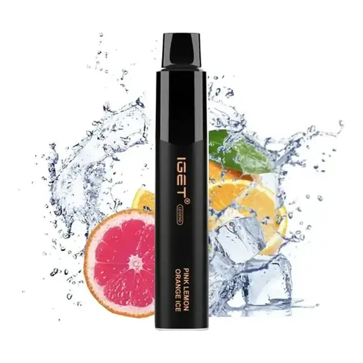 Front view of the IGET Legend 4000 Pink Lemon Orange Ice disposable vape in Pink Lemon Orange Ice