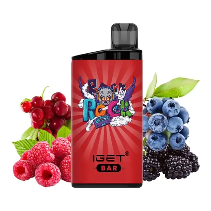 Front view of the IGET Bar 3500 Quadruple Berry disposable vape in Quadruple Berry