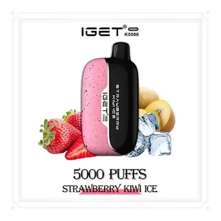 IGET Moon 5000 Strawberry Kiwi Ice Get Moon disposable vape shown upright on a plain white background
